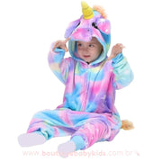 Pijama Macacão Infantil Kigurumi Fantasia Unicórnio Multicor Estrelado - Boutique Baby Kids