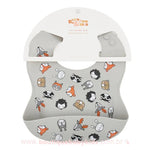 Babador de Silicone Animais com Cata Migalhas Cinza - Boutique Baby Kids