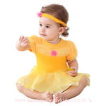 Vestido Bebê Fantasia Disney Princesa Bela com Faixa - Boutique Baby Kids