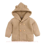 Casaco Bebê Inverno Tricot Ursinho com Capuz Bege - Frete Grátis - Boutique Baby Kids