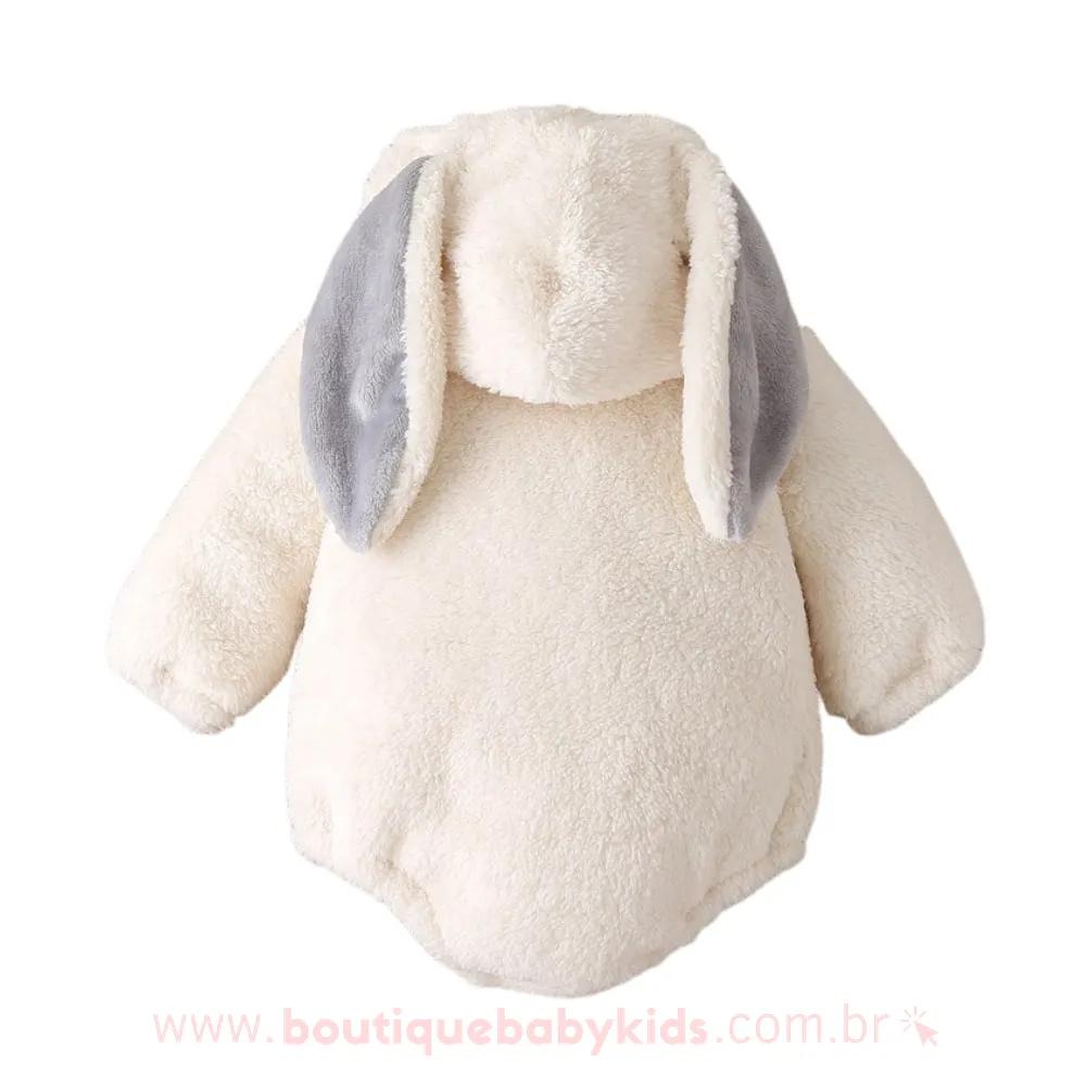Body Bebê Inverno Fantasia Coelhinho com Capuz Orelhinhas  Bege - Frete Grátis - Boutique Baby Kids 