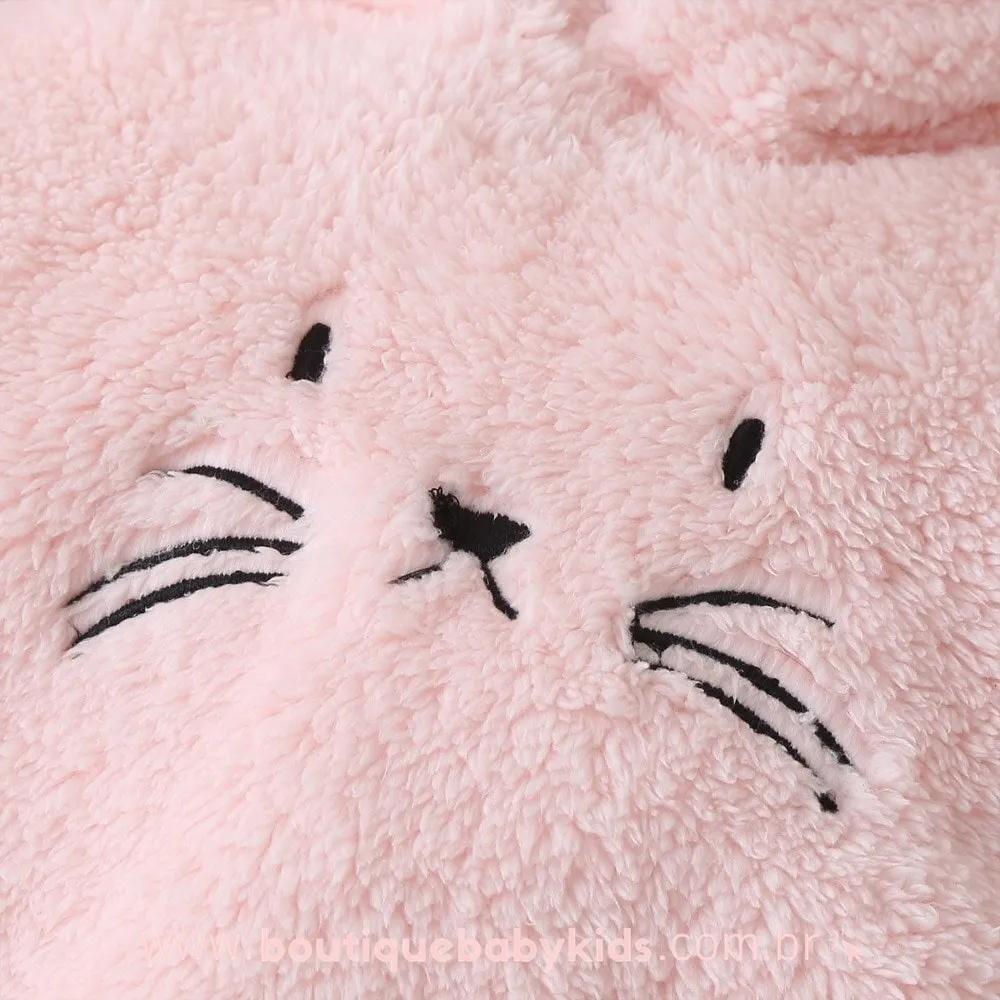 Body Bebê Inverno Fantasia Coelhinho com Capuz Orelhinhas  Rosa - Frete Grátis - Boutique Baby Kids 