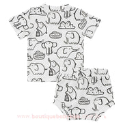 Conjunto Bebê Camiseta Tapa Fralda Estampa Elefantes - 0 a 18 meses - Boutique Baby Kids