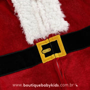 Macacão Bebê Veludo Fantasia Papai Noel com Capuz - Boutique Baby Kids