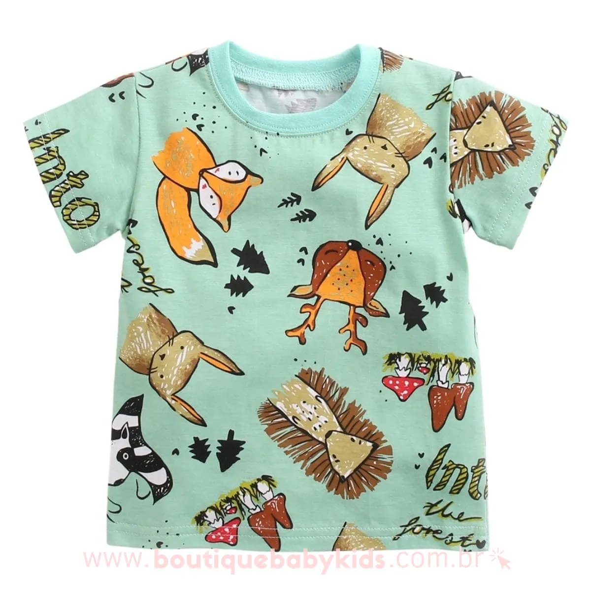 Conjunto Bebê Estampa Animais Verde Camiseta e Short - Boutique Baby Kids