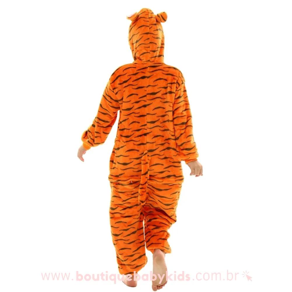 Pijama Macacão Infantil Kigurumi Fantasia Tigrão Laranja - Boutique Baby Kids