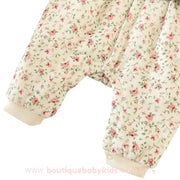 Macacão Bebê Estampa Floral Acolchoado Bege - Frete Grátis - Boutique Baby Kids
