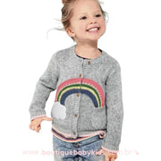Cardigan Infantil Tricot Cinza Arco-Íris - Frete Grátis - Boutique Baby Kids