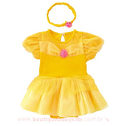 Vestido Bebê Fantasia Disney Princesa Bela com Faixa - Boutique Baby Kids