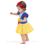 Vestido Bebê Fantasia Disney Princesa Branca de Neve com Faixa - Boutique Baby Kids
