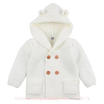 Casaco Bebê Inverno Tricot Ursinho com Capuz Branco - Frete Grátis - Boutique Baby Kids