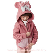Casaco Infantil Disney Minnie Mouse Rosa com Capuz - 1 a 8 anos - Boutique Baby Kids