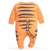 Macacão Pijama Bebê Tigre com Pezinhos e Touca - Frete Grátis - Boutique Baby Kids