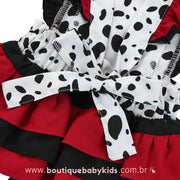 Body Bebê Fantasia Cruella 101 Dálmatas com Faixa - Frete Grátis - Boutique Baby Kids