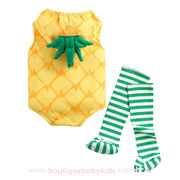 Body Bebê Fantasia Abacaxi com Meia Mesversário - Frete Grátis - Boutique Baby Kids