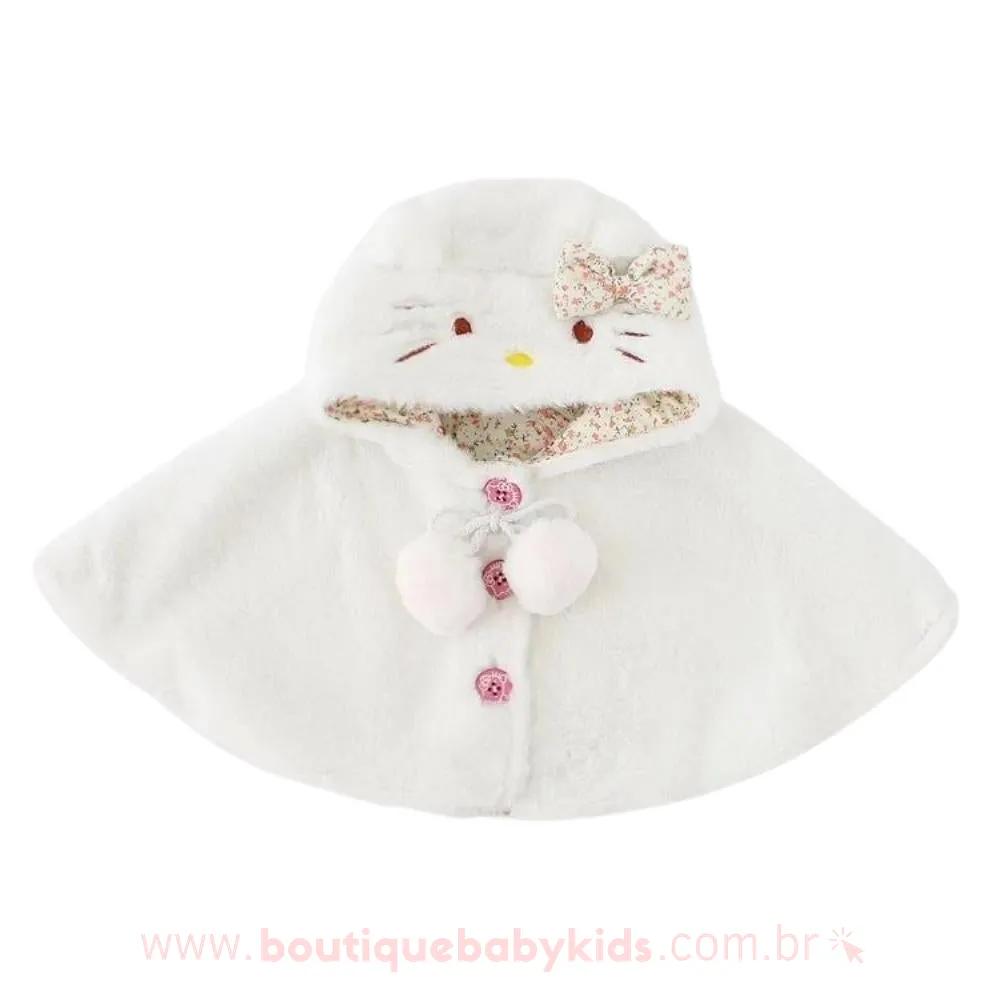 Poncho Bebê Gatinha Hello Kitty com Capuz Branco - Boutique Baby Kids 