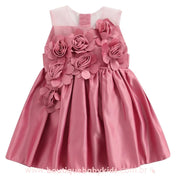 Vestido Bebê Festa Cetim Floral Rosa - Boutique Baby Kids