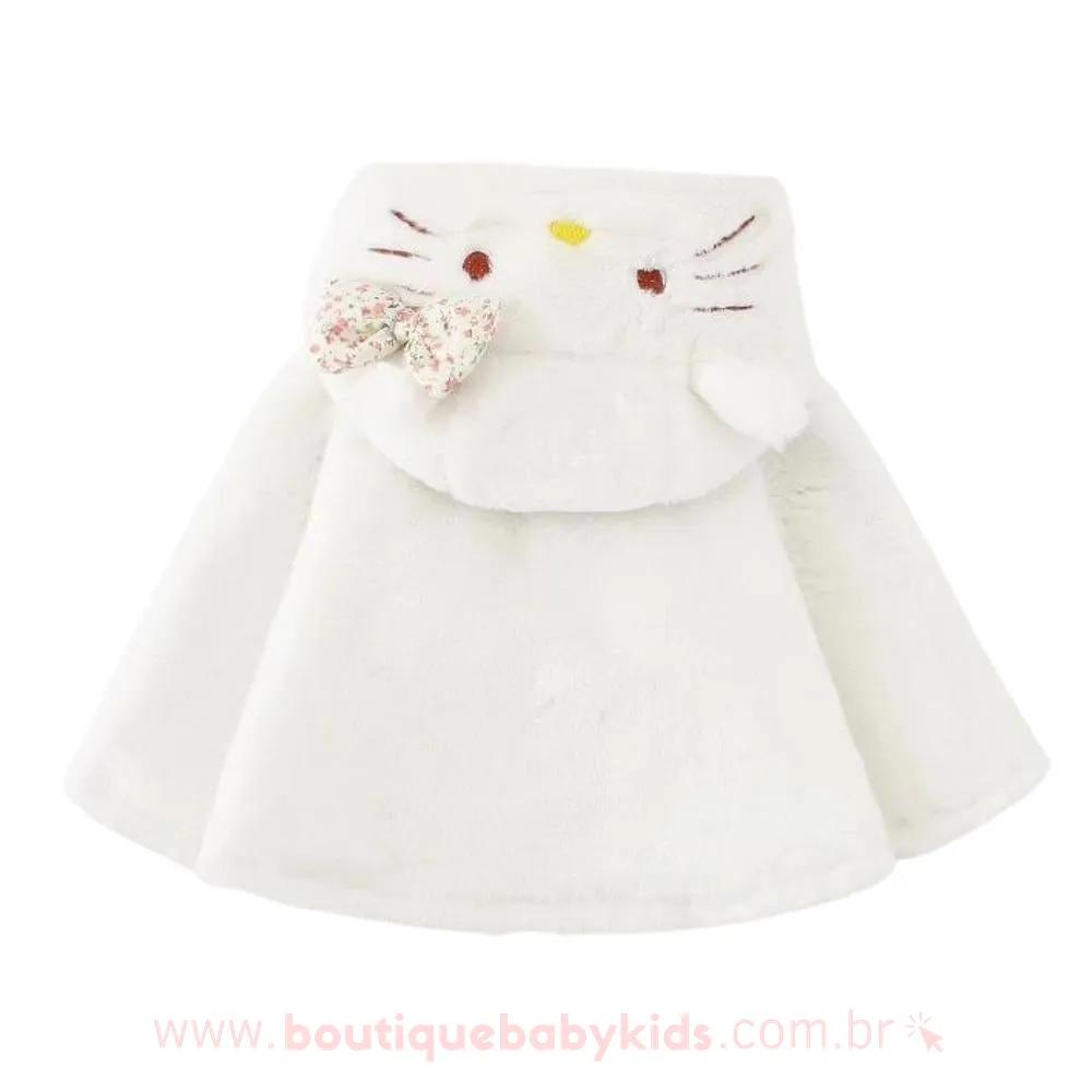 Poncho Bebê Gatinha Hello Kitty com Capuz Branco - Boutique Baby Kids 