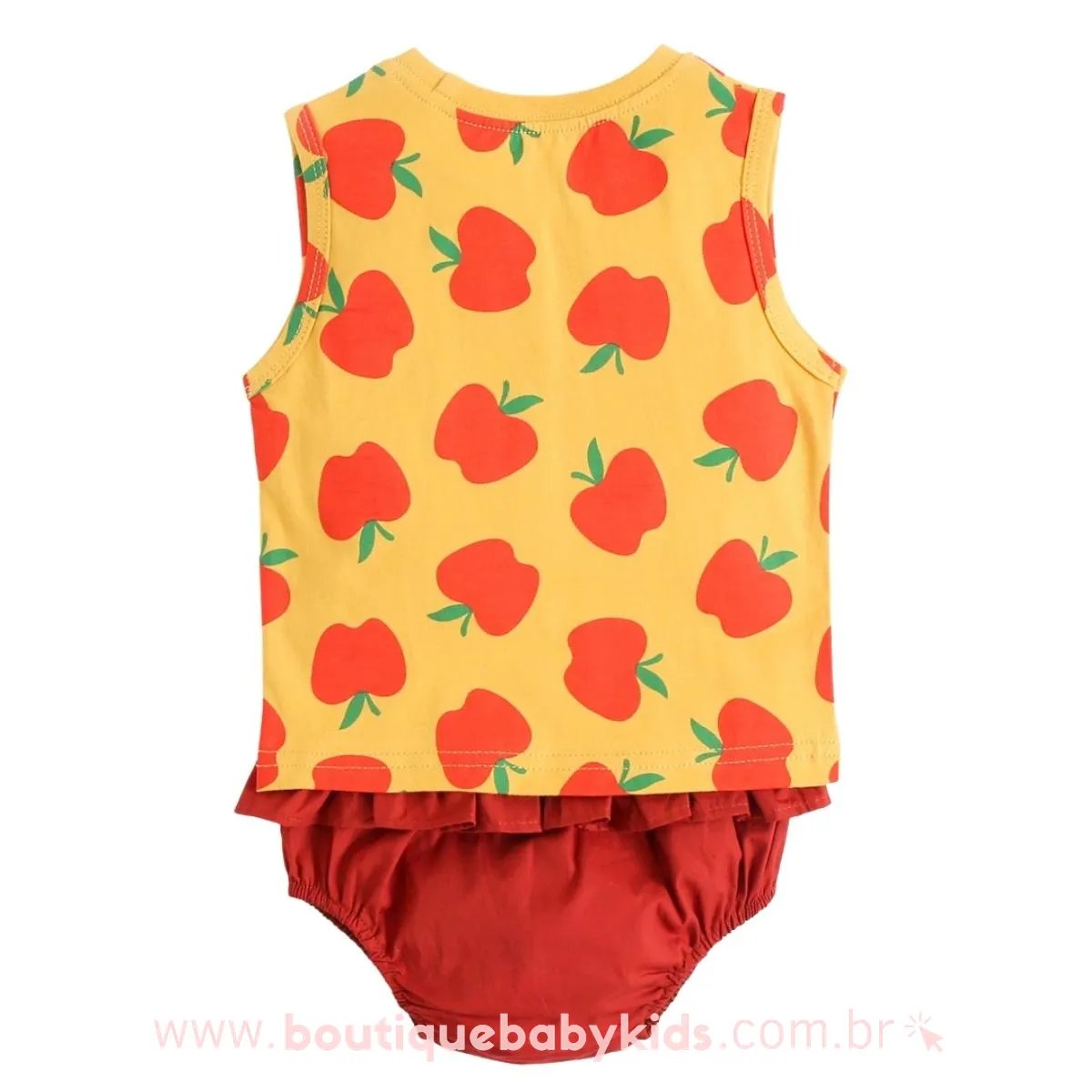 Conjunto Bebê Estampa Maçã com Tapa Fralda - Boutique Baby Kids