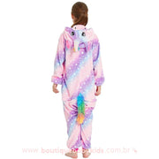 Pijama Macacão Infantil Fantasia Unicórnio Estrelado Multicor Rosa e Lilás - 8 a 12 Anos - Boutique Baby Kids