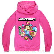 Moletom Infantil Minecraft Rosa com Capuz - Boutique Baby Kids