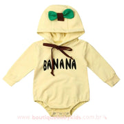 Body Bebê Fantasia Fruta Banana com Capuz - Boutique Baby Kids