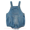 Body Bebê Jardineira Jeans Bolso Frontal Azul - Boutique Baby Kids