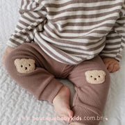 Calça Bebê Infantil Ursinho Bordado Marrom -1 a 4 Anos - Frete Grátis - Boutique Baby Kids