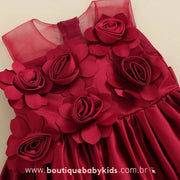 Vestido Bebê Festa Cetim Floral Vermelho - Boutique Baby Kids