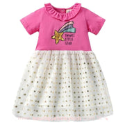 Vestido Infantil Estampa Estrelinha com Saia Tule Rosa - Boutique Baby Kids