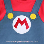 Macacão Bebê Fantasia Mario Bros com Boné Vermelho - Boutique Baby Kids