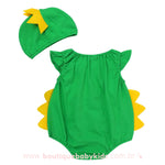 Body Bebê Fantasia Dinossauro com Touca Verde - Frete Grátis - Boutique Baby Kids
