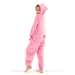 Pijama Infantil Fantasia Kigurumi Stitch Angel Rosa - Frete Grátis