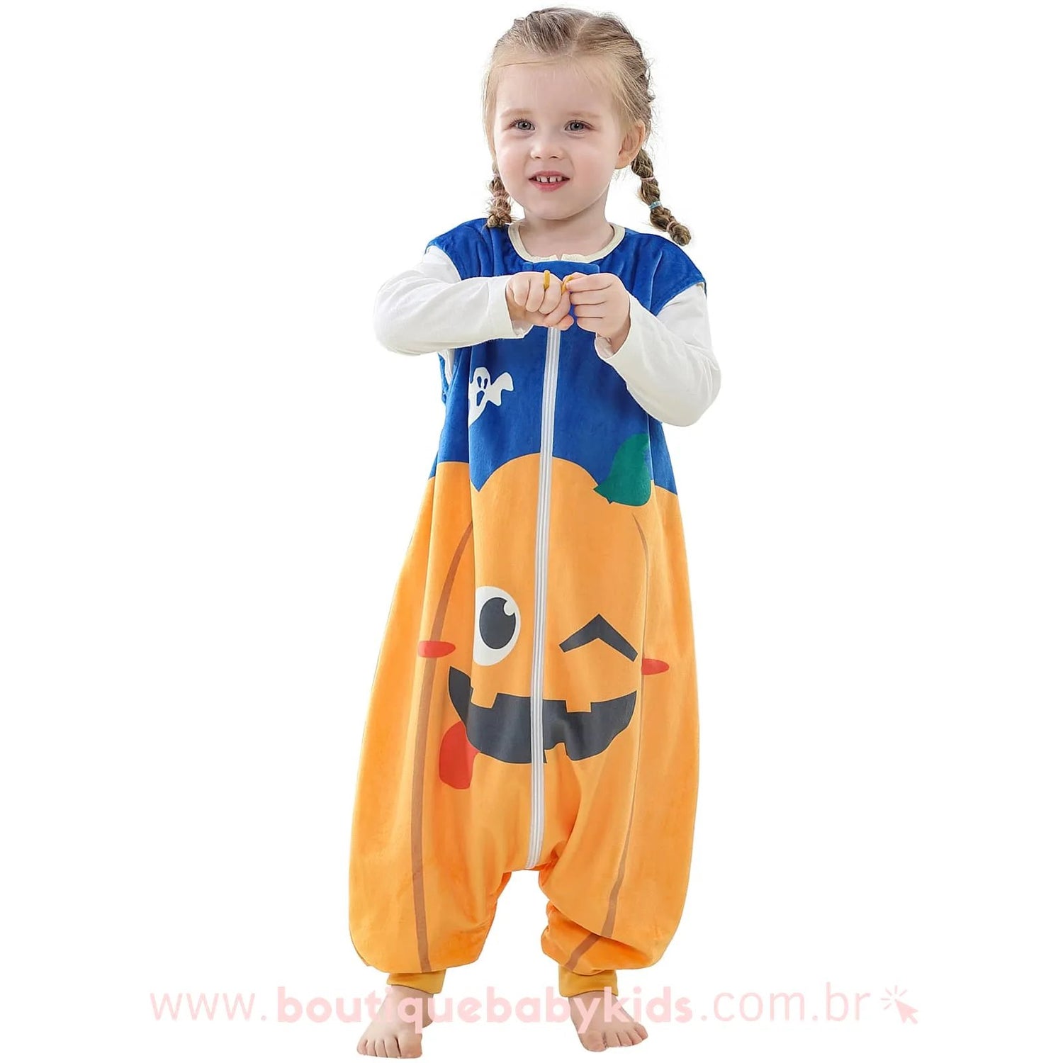 Saco de Dormir Infantil Halloween Abóbora - 1 a 6 Anos - Frete Grátis - Boutique Baby Kids