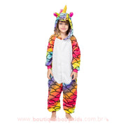 Macacão Pijama Infantil Kigurumi Fantasia Unicórnio Escamas Colorido - Boutique Baby Kids