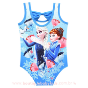 Maiô Infantil Frozen Princesa Elsa e Anna Azul - Boutique Baby Kids