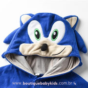 Macacão Pijama Infantil Fantasia Sonic Azul - Boutique Baby Kids