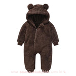 Macacão Bebê Ursinho Pelúcia com Capuz Marrom - Boutique Baby Kids