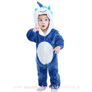 Macacão Bebê Inverno Fantasia Unicórnio Azul - Boutique Baby Kids