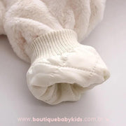 Sobretudo Bebê Inverno Ursinha Forrado com Capuz Bege - Boutique Baby Kids