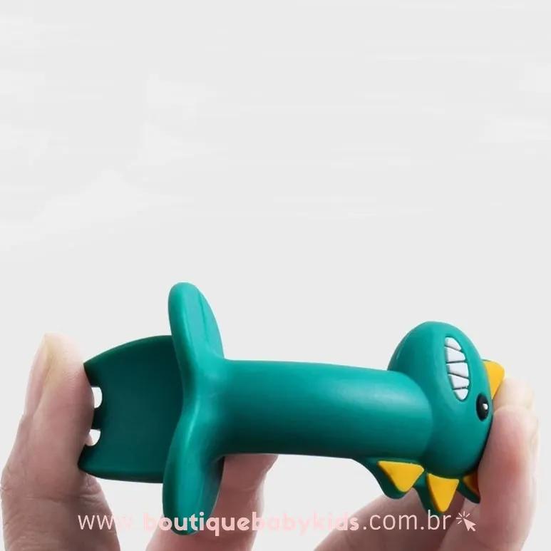 Kit Talheres em Silicone Dinossauro Verde - Boutique Baby Kids