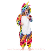 Macacão Pijama Infantil Kigurumi Fantasia Unicórnio Escamas Colorido - Boutique Baby Kids