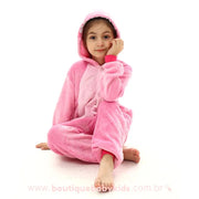 Pijama Infantil Fantasia Kigurumi Stitch Angel Rosa - Frete Grátis
