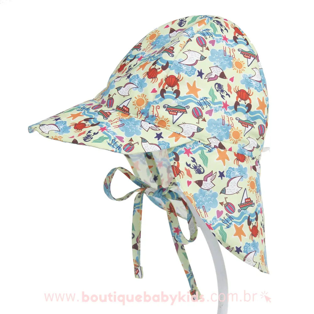 Chapéu Praia Infantil Proteção UV Estampado