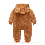 Macacão Bebê Ursinho Pelúcia com Capuz Caramelo - Boutique Baby Kids