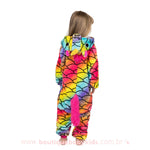 Macacão Pijama Infantil Kigurumi Fantasia Unicórnio Escamas Colorido - Boutique Baby Kids