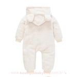 Macacão Bebê Ursinho Pelúcia com Capuz Branco - Boutique Baby Kids