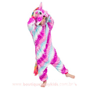 Macacão Pijama Infantil Kigurumi Fantasia Unicórnio Estrelado Multicor - Boutique Baby Kids