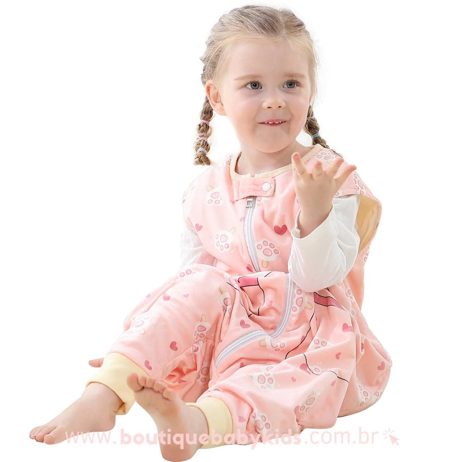 Saco de Dormir Infantil Gatinha Rosa - 1 a 6 Anos - Frete Grátis - Boutique Baby Kids