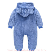 Macacão Bebê Ursinho Pelúcia com Capuz Azul - Boutique Baby Kids